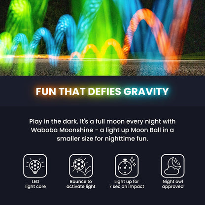 Waboba Pallina Moon Ball Moonshine Light Up 1pz Glow In The Dark Rimbalzante - 3 Colori - Light Up Moon Ball Led Hyper Bouncy - Extra Bounce Land Ball