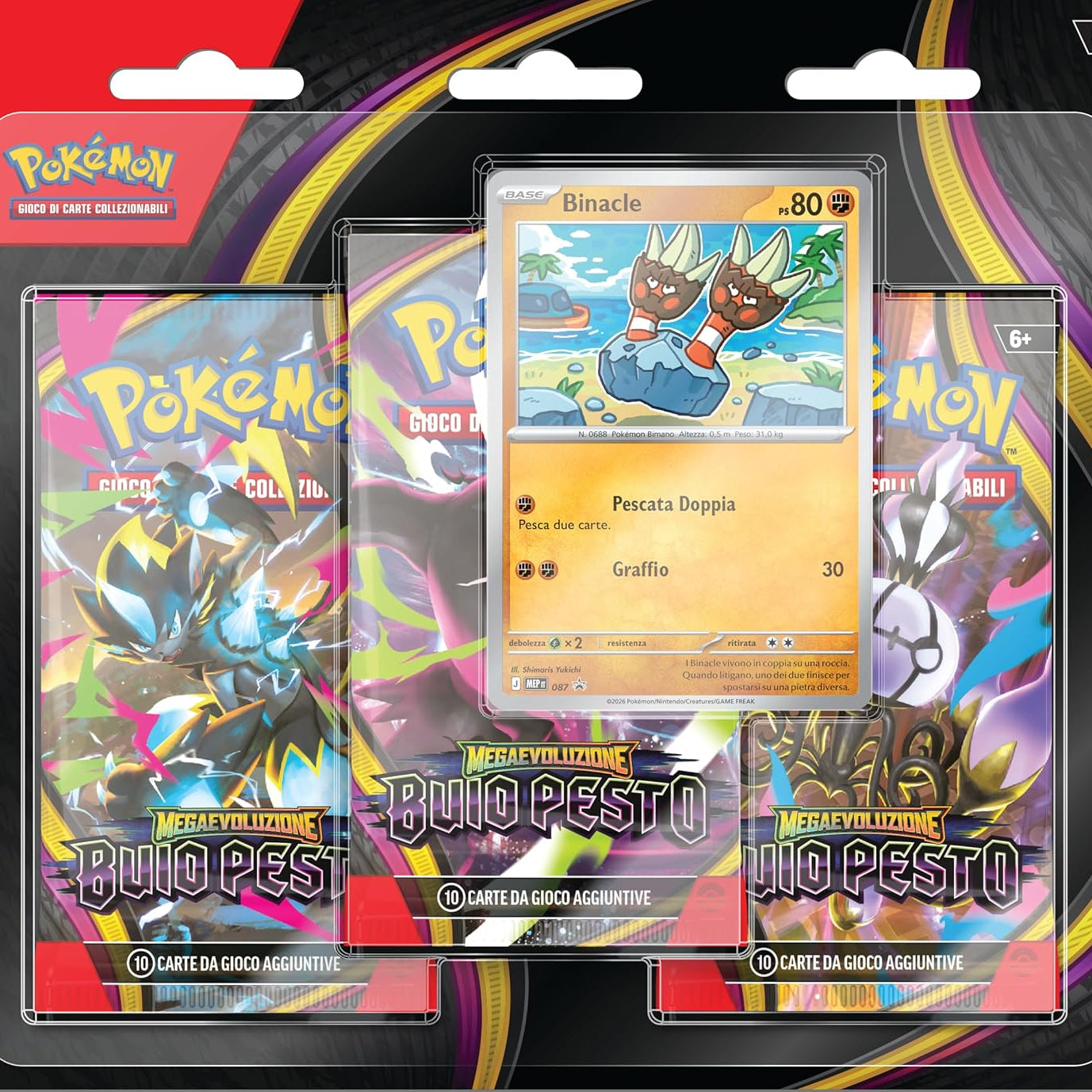 Pokemon Megaevoluzione Buio Pesto GCC: 3 Buste dell’espansione  + 1 Card Olografica Carte da Collezione Gioco Edizione ITA