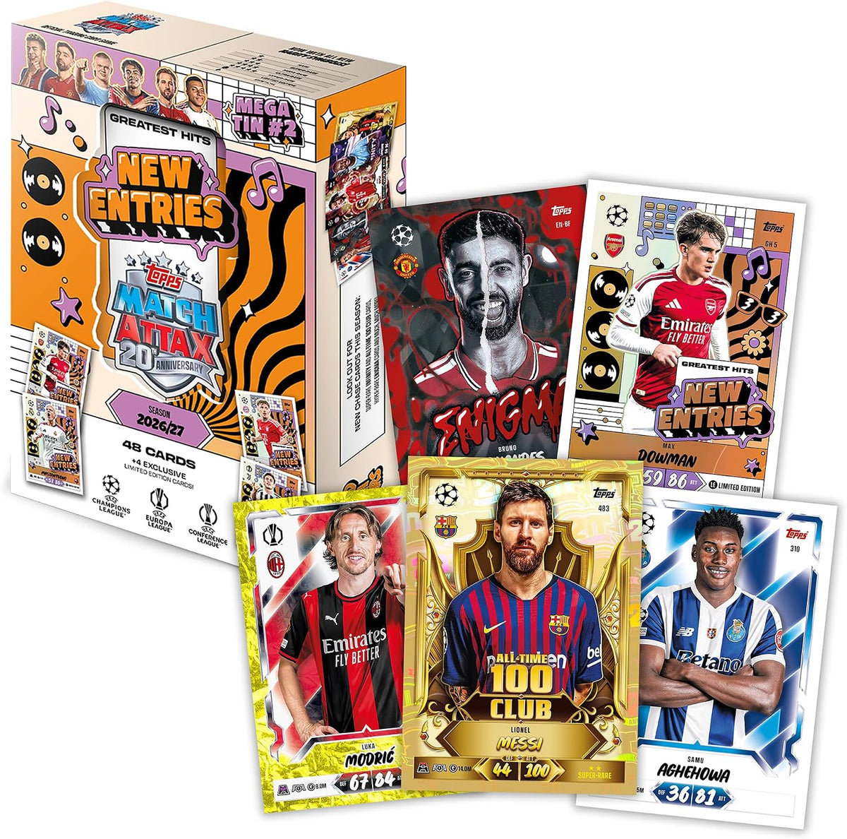 Topps Match Attax UCC 2026/27 - Mega Tin 2 (New Entries) 48 Card Uefa Greatist Hits - TCG Da Collezione