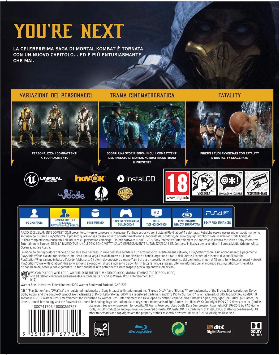 Mortal Kombat 11 Ps4 Gioco Italiano Videogioco Nuovo Playstation 4 MK