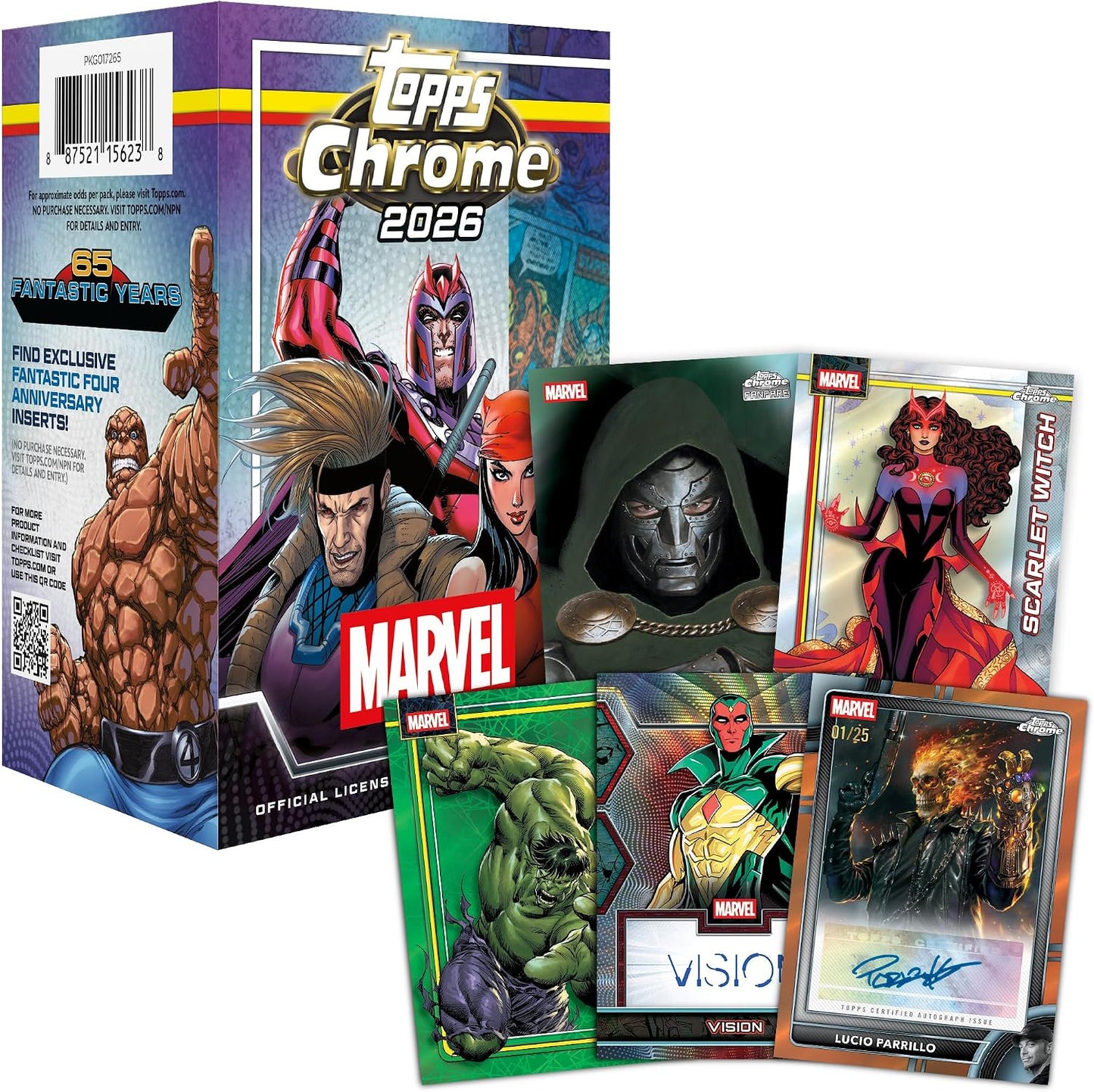Topps Chrome 2026 Marvel Comics - Value Box - Card Collezionabili 32 Carte Ufficiali - 8 Buste TCG