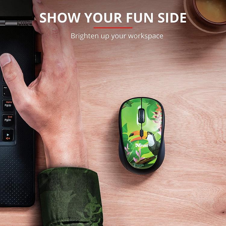 Trust Mouse Ottico Wireless Yvitoucan Verde Tropicale 1600Dpi Usb Senza Filo Dpi