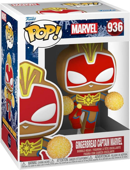 Funko Pop ! Marvel Holiday (936) Gingerbread Captain Marvel Vinyl Figure 9Cm