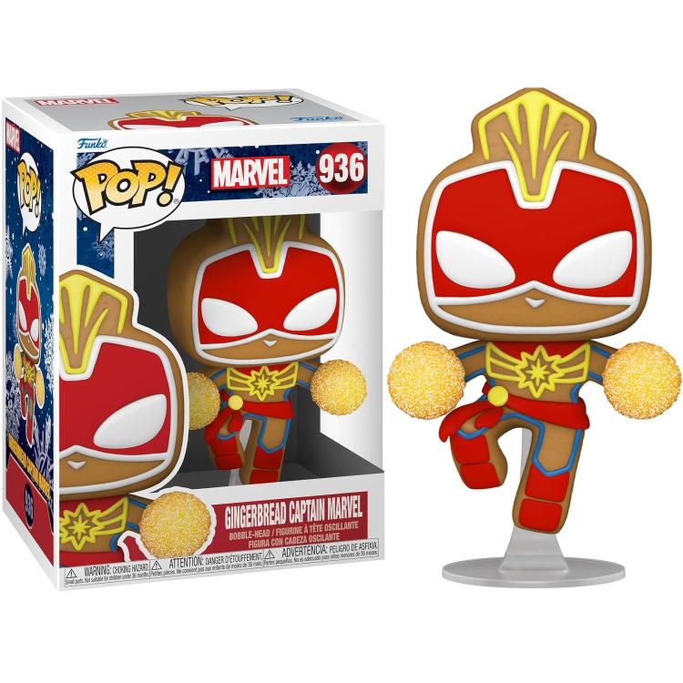 Funko Pop ! Marvel Holiday (936) Gingerbread Captain Marvel Vinyl Figure 9Cm
