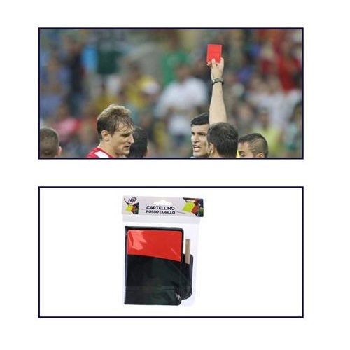 Kit Arbitro Calcio Calcetto Cartellino Rosso + Giallo + Taccuino + Matita