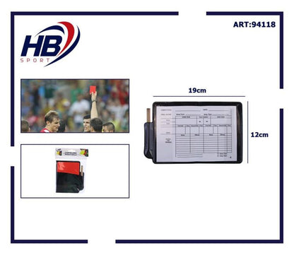 Kit Arbitro Calcio Calcetto Cartellino Rosso + Giallo + Taccuino + Matita