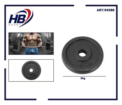 Disco Peso Bilanciere Manubro Dischi Ø 30Mm In Ghisa Palestra Bodybuilding 5Kg
