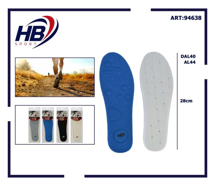 Hb Solette Plantare Uomo Gomma Pu Memory Ammortizzante Lavoro Sportive Comode