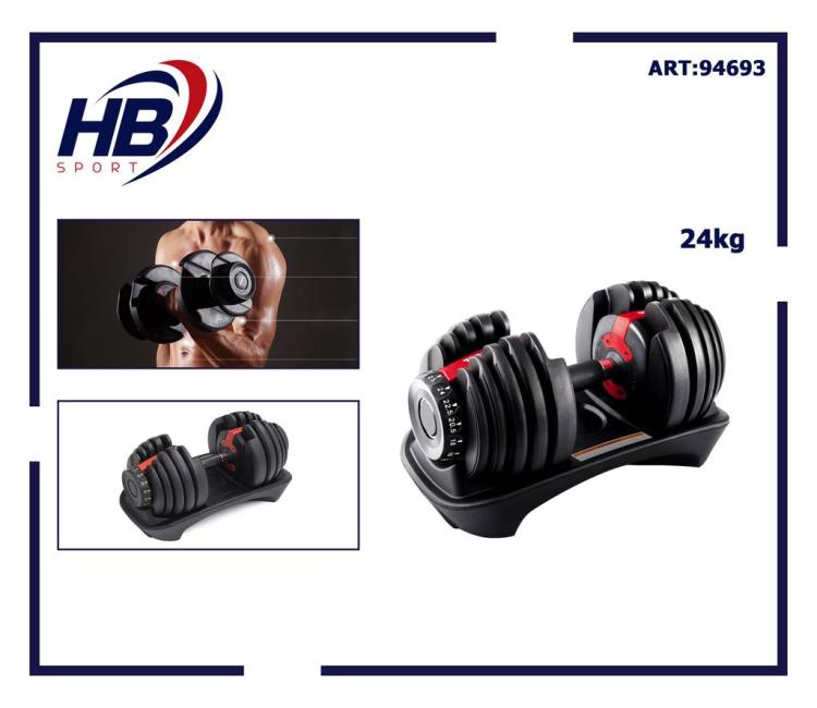 Set Manubrio A Selettore Regolabile Pesi Dumbbells Fitness Peso Variabile 0-24Kg