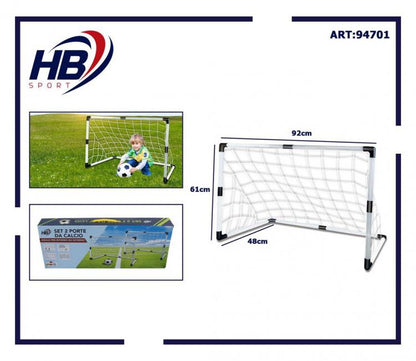 Hb Sport Set 2 Porte Da Calcio Bambini Porta Con Rete Pallone Mini Ball Incluso