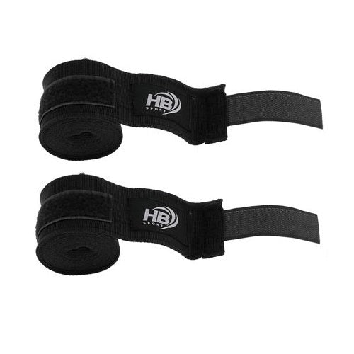 COPPIA FASCE DA BOXE BENDE SOTTOGUANTI BENDAGGIO KICK BOXING MMA PUGILATO NERO