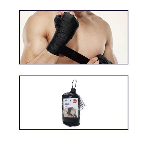 COPPIA FASCE DA BOXE BENDE SOTTOGUANTI BENDAGGIO KICK BOXING MMA PUGILATO NERO