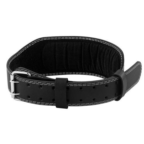 CINTURA SOLLEVAMENTO PESI CUOIO NERA ALLENAMENTO BODYBUILDING FASCIA LOMBARE | L