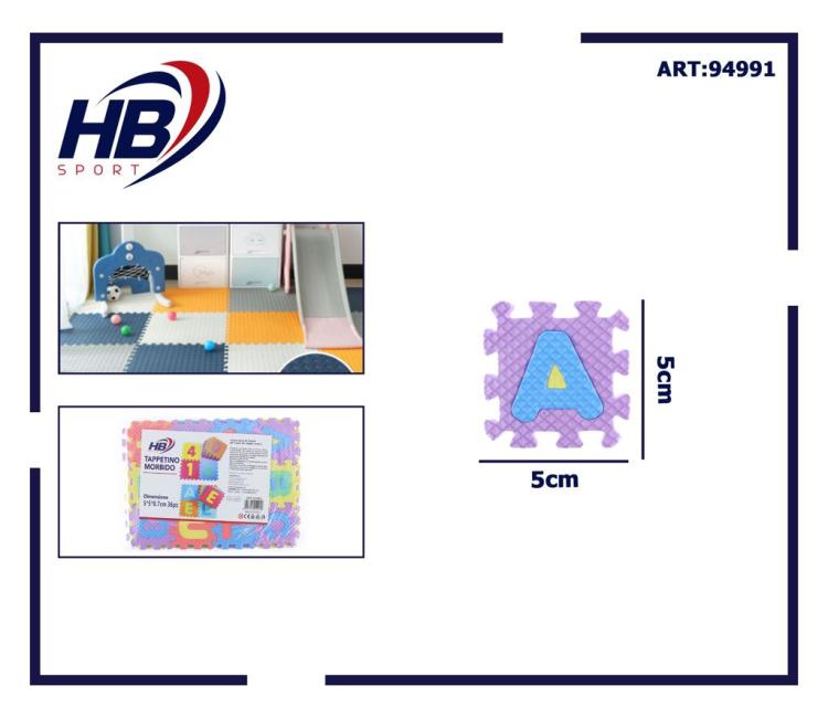 Tappetino Mini Puzzle Bambini 36Pz Da 5Cm Gioco Morbido In Gomma Numeri Alfabeto