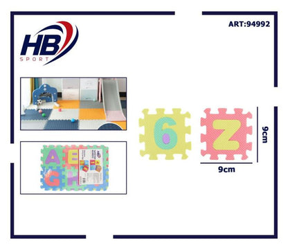 Tappeto Puzzle Bambini 36Pz Gioco Tappetino Morbido Numer Lettere Alfabeto Gomma