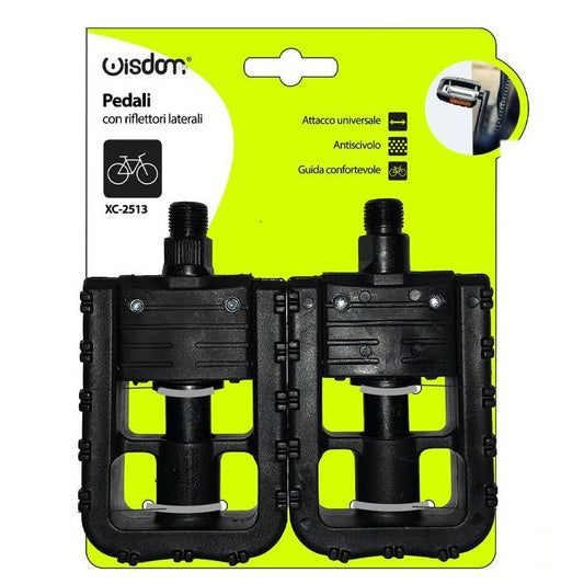 COPPIA PEDALI PER BICI BICICLETTA MTB CON RIFLETTORI UNIVERSALI ANTISCIVOLO NERO