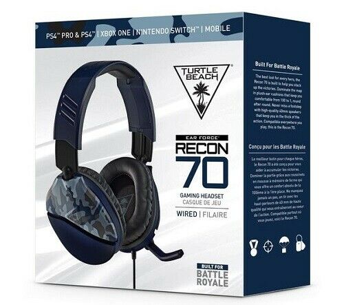 Turtle Beach Recon 70 Camo Blu Camo Cuffie Gaming Ps4 Ps5 Xbox One Pc Jack 3,5Mm