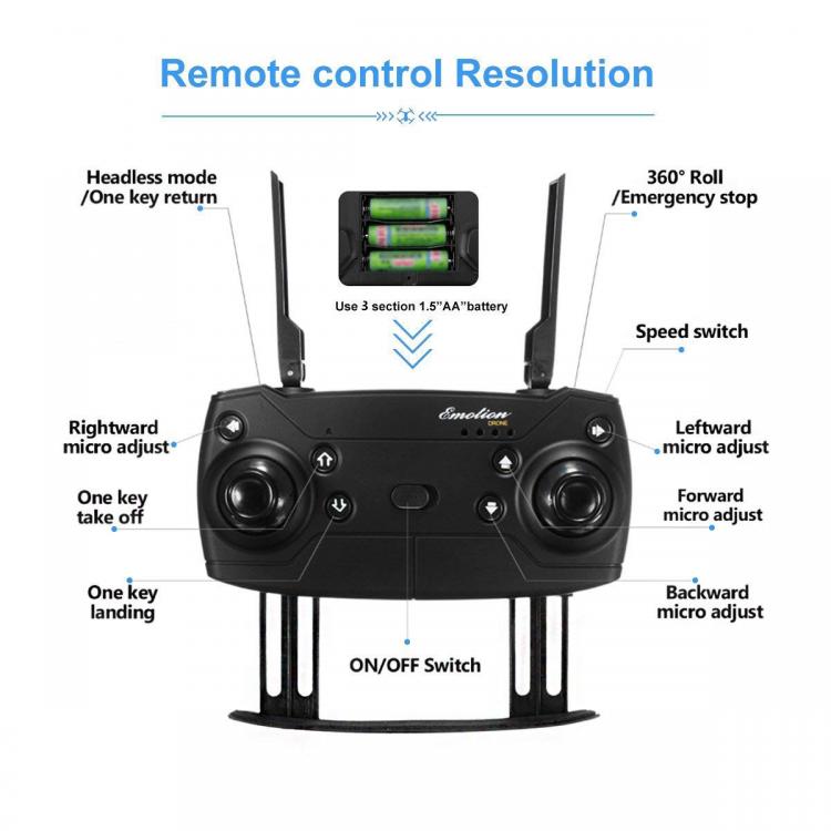 Mini Drone Quadricottero Pieghevole Con Telecamera Telecomando O Smartphone Wifi
