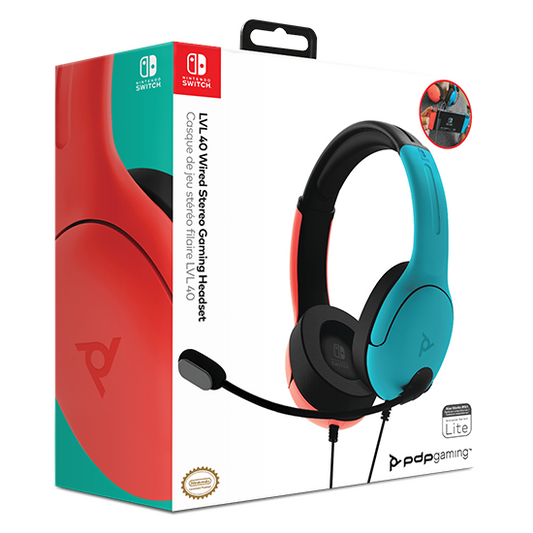 CUFFIE PDP NINTENDO SWITCH UFFICIALI CONTROLLER LVL40 WIRED HEADSET BLUE/RED