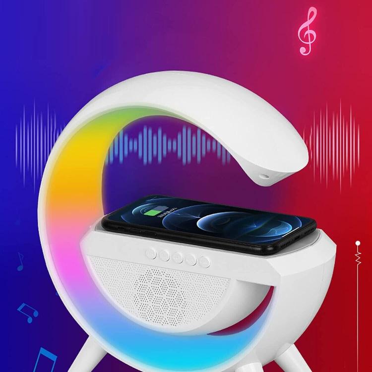 Lampada Rgb E Ricarica Wireless Smartphone Radio Speaker Bluetooth Ricaricabile
