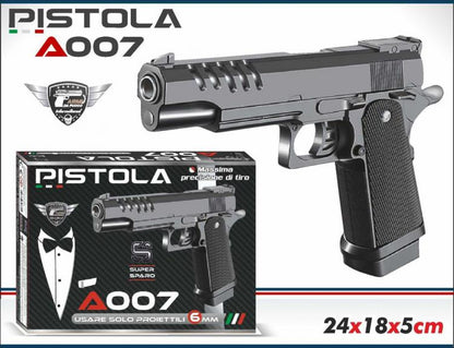 Pistola Giocattolo Spara Pallini 6Mm Air Soft Replica Con Piombini Plastica A007