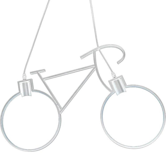 Lampadario A Sospensione A Forma Di Bicicletta In Metallo Bianco 2 Attacchi E27