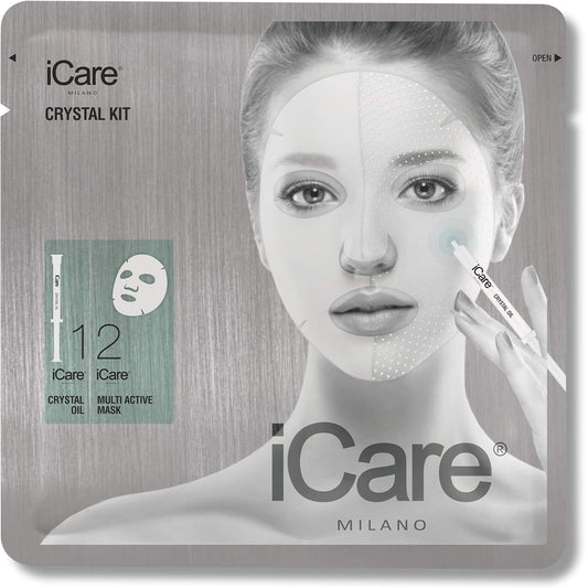 iCare Maschera Viso Idratante 2 Fasi + Crystal Oil Acido Ialuronico Antiage