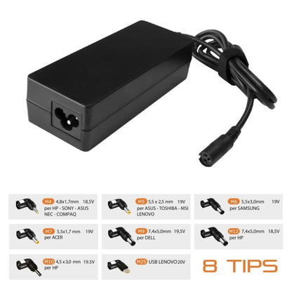 Techmade Alimentatore Universale Notebook 65W 65 Watt 8 Tips Laptop Computer Pc