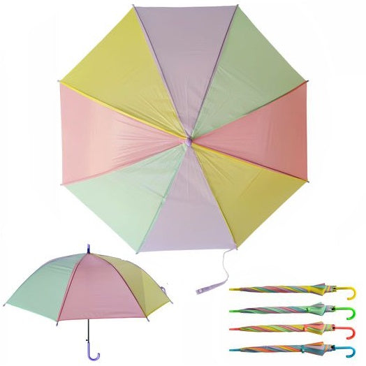 Ombrello Automatico 8 Stecche Con Manico Colorato A Righe Ragazzi Bambini Adulti
