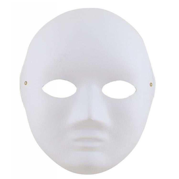 Maschera Viso Intero Bianca In Carta Per Dipengere Carnevale Teatrale Uomo Donna