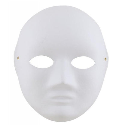 Maschera Viso Intero Bianca In Carta Per Dipengere Carnevale Teatrale Uomo Donna