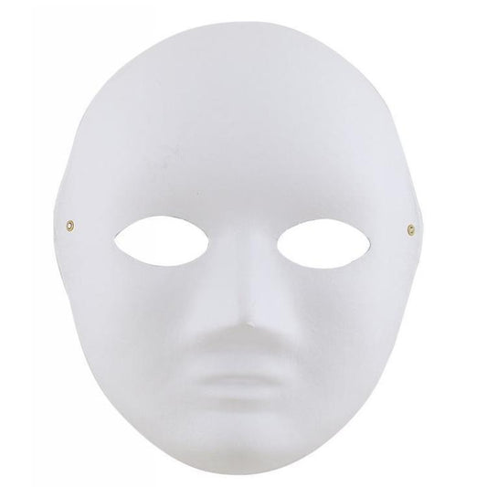 Maschera Viso Intero Bianca In Carta Per Dipengere Carnevale Teatrale Uomo Donna