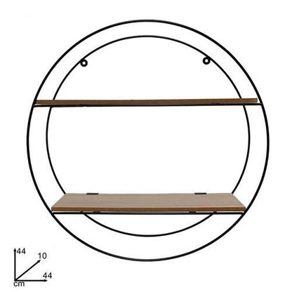 Scaffale Mensola Da Parete Rotonda In Metallo Ripiani In Legno Bacheca Libreria