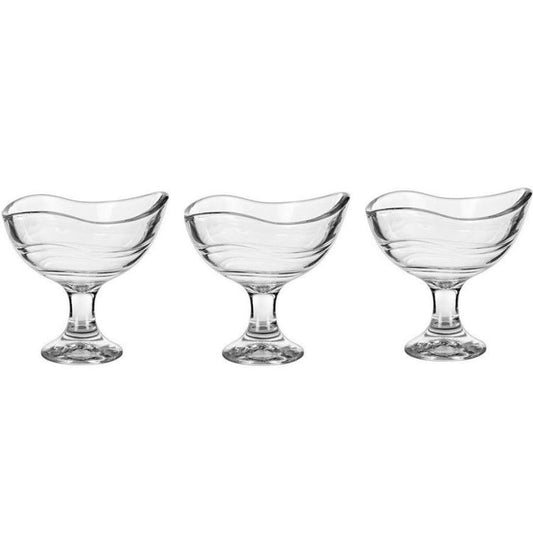 Set 3Pz Coppette Gelato In Vetro Navona 3 Pezzi Bicchieri Da 180Ml Coppa Dessert