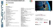 Sinudyne Smart Tv Led Hd 32" 2K Webos Dvb-T2/C/S2 Hdmi Spdif Scart Si32Ah2370Wb