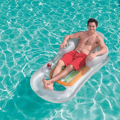 BESTWAY POLTRONA GONFIABILE MATERASSINO PISCINA MARE PORTABICCHIERE BLU O GRIGIO