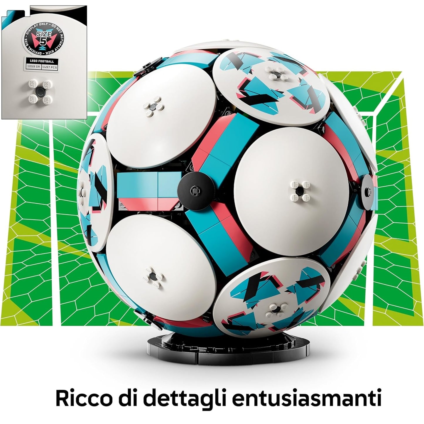 LEGO Editions 43019 (Pallone da Calcio) con Mini-Stadio Interattivo - 1498 pcs Kit Modellismo per Action Figure 3D da Esposizione - Giocattolo Decorazione Cameretta - Regalo per Bambini e Bambine da 10 Anni e Fan Adulti Sport Calcio (World Cup 2026)