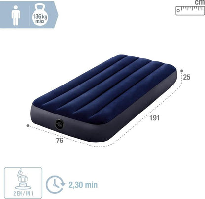 Intex Materassino Singolo Gonfiabile Fiber-Tech Downy Campeggio Mare 191X76X25Cm