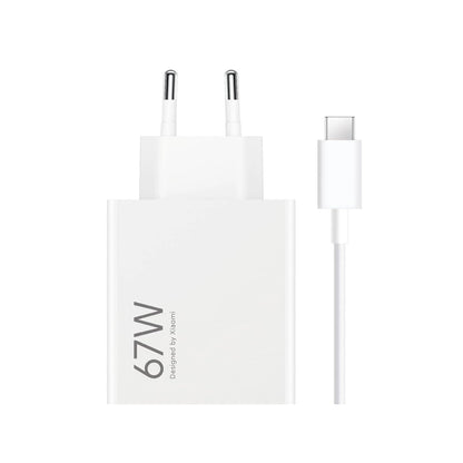 Xiaomi Caricabatterie Hyper Charging Combo 67W Originale (Spina Type-A + Cavo Type-C) Caricatore Alimentatore da Muro Turbo Charge con Porta USB-A USB-C, Ricarica Rapida per Xiaomi 13/12/11, Redmi Note 11/12 Pro, POCO F5/X5, Bianco