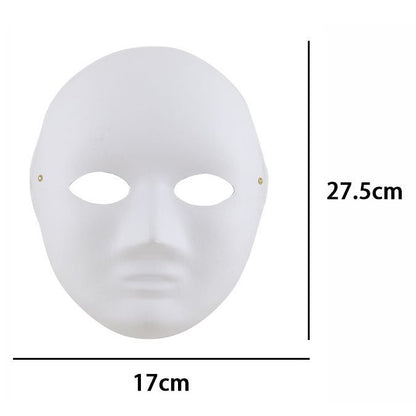 Maschera Viso Intero Bianca In Carta Per Dipengere Carnevale Teatrale Uomo Donna