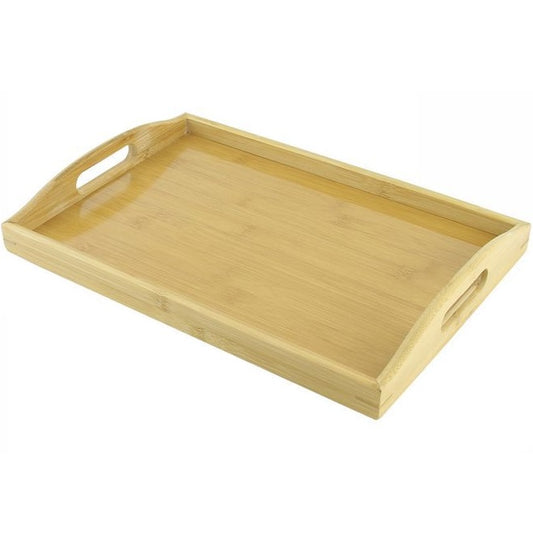Vassoio Da Portata In Legno Bambù Con Manici Per Colazione A Letto Caffe 37X26Cm