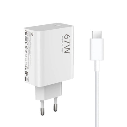 Xiaomi Caricabatterie Hyper Charging Combo 67W Originale (Spina Type-A + Cavo Type-C) Caricatore Alimentatore da Muro Turbo Charge con Porta USB-A USB-C, Ricarica Rapida per Xiaomi 13/12/11, Redmi Note 11/12 Pro, POCO F5/X5, Bianco