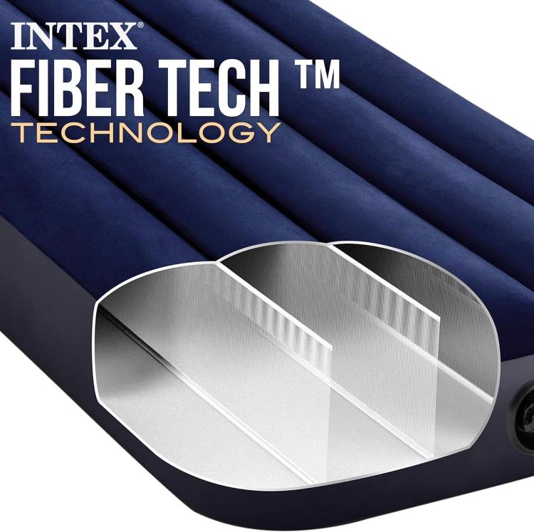 Intex Materassino Singolo Gonfiabile Fiber-Tech Downy Campeggio Mare 191X76X25Cm