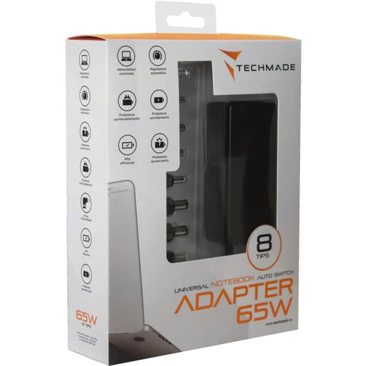 Techmade Alimentatore Universale Notebook 65W 65 Watt 8 Tips Laptop Computer Pc