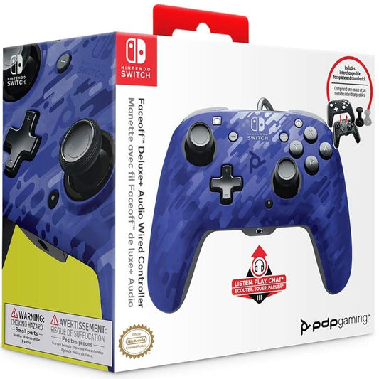 Pdp Controller Wired Nintendo Switch Con Cavo Cablato Faceoff Deluxe+ Audio Blue