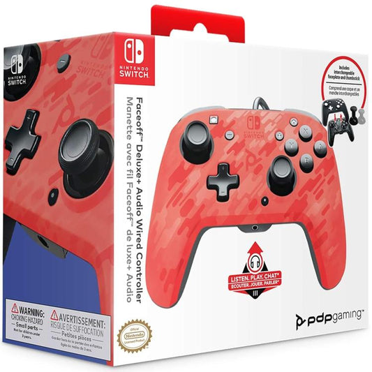 Pdp Controller Wired Nintendo Switch Con Cavo Cablato Faceoff Deluxe+ Audio Red