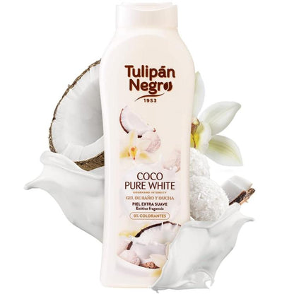 Tulipan Negro Shower Gel Bagno (Cocco Bianco Puro) Bagnoschiuma Bianco 650Ml