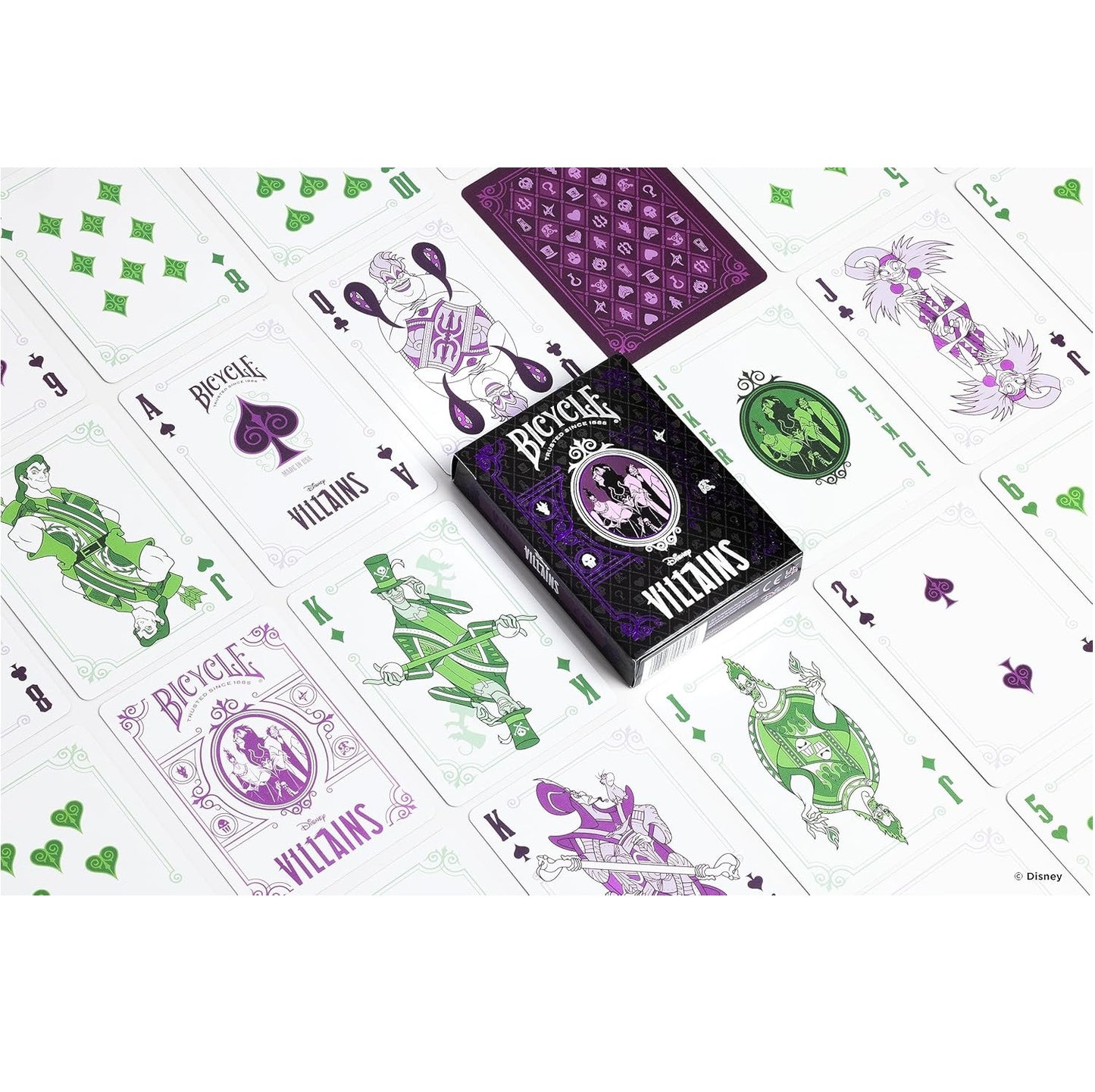 Bicycle - Disney (Disney Villains Green and Purple) Playing Cards - Mazzo di Carte da Collezione, Poker, Magia e Cardistry basato sul famoso film di Animzione Disney Cattivi (1 Mazzo RANDOM)