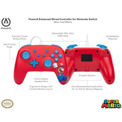 Powera Enanched Wired Controller Cablato Programm. Nintendo Switch (Super Mario)