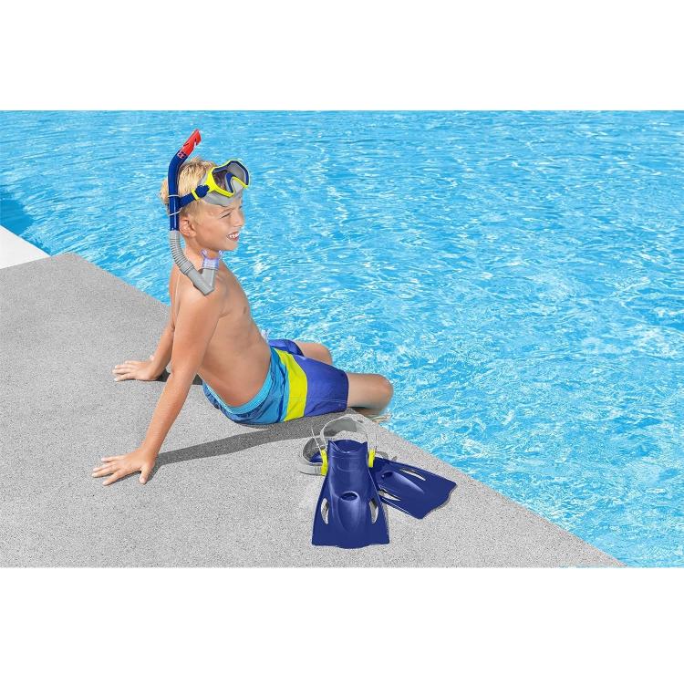 BESTWAY - SET MASCHERA PER SNORKELING CON BOCCAGLIO E PINNE PER BAMBINI 7+ ANNI